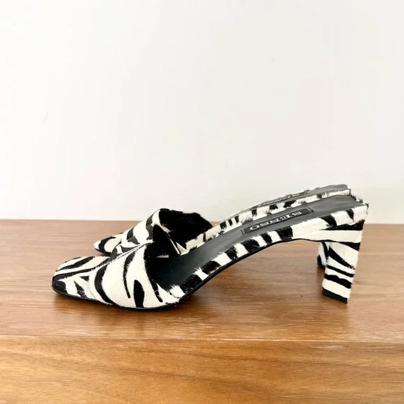 SENSO Zebra Print Open-Toe Slide Sandals in Black and White - Picture 5 of 9